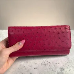 オーストリッチ レザー長財布 フラップ式 レッドのサムネイル