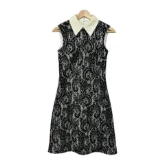 TADASHISHOJI(タダシショージ) ワンピース サイズ0 XS レディース美品  - 黒×アイボリー ノースリーブ/ロング/レース/フラワー(花)のサムネイル