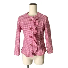 レッド ヴァレンティノ RED VALENTINO フリルジャケット ギンガムチェク ノーカラー 38 ピンクのサムネイル