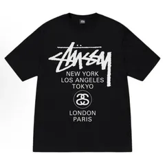 STUSSY スツーシー  ユニセックス 世界一周シリーズ ロゴプリント クルーネック半袖Tシャツ