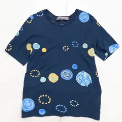 M.&KYOKO エムアンドキョウコ ニットトップス 半袖 クルーネック 総柄 水玉 刺繍 コットン ネイビー マルチカラー 日本製 レディース 1 b01583のサムネイル