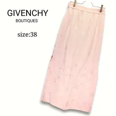 華やか刺繍✨ GIVENCHY ジバンシィ BOUTIQUES ロングスカート ピンク 花柄 花地紋 マキシ丈 深めスリット キュプラ裏地 エレガント フォーマル お呼ばれ 会食 春秋冬 ヴィンテージ 東レ ディプロモードのサムネイル