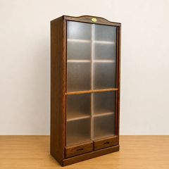 ガラス棚 収納棚 レトロ家具 木製 2A277 古道具 アンティーク レトロ