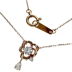 【Vendome Aoyama/ヴァンドーム青山】透明石（CZ) 2Pダイヤモンド 0.01ct ネックレス K10PGピンクゴールド 10金  1.0g 40cm レディース 【中古】【真子質店】【NN】