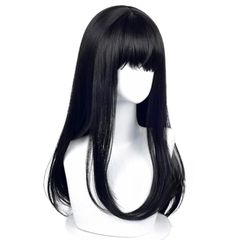 [신품] 롱펜 이노우에 타키나 코스프레 가발 흑발 서브컬 롱 트윈 테일 블랙 유메카와 야미카와 로리타 하라주쿠계 하라주쿠 여장 일상 코스프레 가장 일상 가발 wig (스트레이트 가발) 1