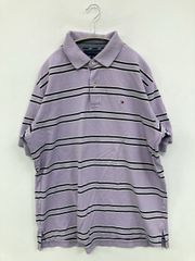 美品 【ジム】 半袖ポロシャツ ボーダー (LL) 麻混 リネン 日本製 gim 