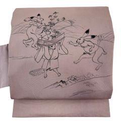 鳥獣戯画 正絹 九寸名古屋帯 手縫い 未使用品 - メルカリ