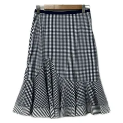 FOXEY NEW YORK(フォクシーニューヨーク) スカート サイズ38 M レディース美品  - 40295 ネイビー×白 チェック柄/ストライプ/ひざ丈のサムネイル