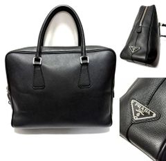 PRADA Prada Saffiano Leather Briefcase Triangle Logo Plate SAFFIANO Black Men's Bag Black Tote Handbag