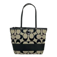 COACH(コーチ) トートバッグ シグネチャーストライプトート F19046 ダークグレー×黒 レザー