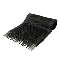 PRADA(プラダ) マフラー美品  - 黒×ダークグレー ストライプ カシミヤのサムネイル