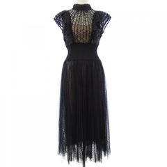 TADASHI SHOJI 黒のVネックワンピース ノースリーブ 膝丈 ビーズ