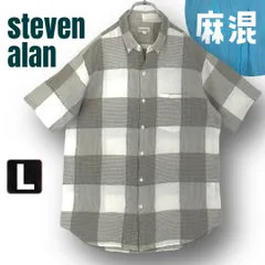 【麻混】Steven Alan/スティーブンアラン★名作/ボイル・スラブ織り★チェック ボタンダウン半袖シャツ★ユナイテッドアローズ製★メンズL   #2606J044のサムネイル