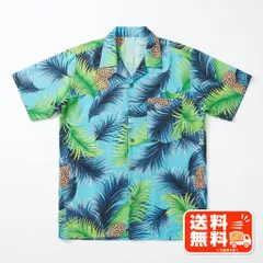 アロハシャツ 総柄 ボタニカル柄 ブルー 半袖 開襟 夏 リゾート 古着 ROBERT J. CLANCEY風のサムネイル