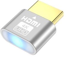 仮想ディスプレイ ダミープラグ 4K60Hz対応 エミュレータ用 HDMI LED付 シルバー,1個