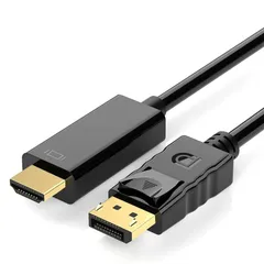 DP（PC側)→HDMI(モニター側） DisplayPortからHDMI 変換ケーブル ディスプレイポート 単方向伝送 ブラック (※HDMI（PC側)→DisplayPort(モニター側)への変換はできません。)(1本,1.8m)のサムネイル
