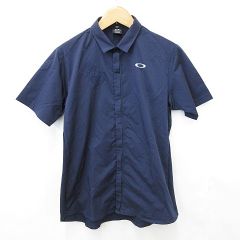 オークリースカルコレクション OAKLEY SKULL COLLECTION ゴルフ スポーツウエア シャツ 半袖 メッシュ 前ボタン開き 速乾 2023年モデル 紺 ネイビー XLのサムネイル