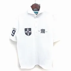 メンズビギ MEN'S BIGI ポロシャツ シャツ ワッペン 刺繡 カジュアル 半袖 3 ホワイト ネイビー 白 紺 /TTのサムネイル