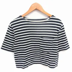 シンゾーン Shinzone カットソー Tシャツ ボーダー ボートネック 綿 コットン 半袖 F ブラック アイボリー 黒 /TTのサムネイル