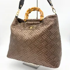 LA BAGAGERIE ラバガジェリー かごバッグ トートバッグ 2way 編み込み バンブーハンドル ブラウン 肩掛け 斜め掛け レディース ショルダーバッグ 大容量 ゴールド金具 春夏 リゾート ナチュラル 上品 カジュアルのサムネイル