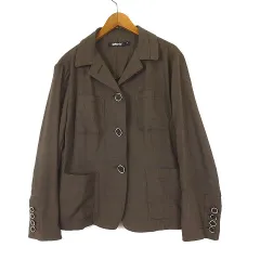 ダナキャランニューヨーク DKNY ジャケット カバーオール リネン ストレッチ 落ち感 長袖 L 10 ブラウンカーキ 国内正規品のサムネイル