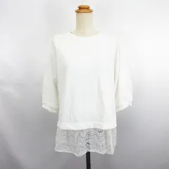 セポ CEPO カットソー 七分袖 ドロップショルダー クルーネック フェイクレイヤード レース M オフホワイト ※EKMのサムネイル