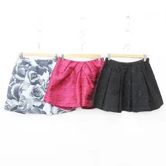 ルシェルブルー LE CIEL BLEU スカート ショートパンツ 3点セット ミニ フレアー タック ジャガード テープ リボン プリント 花柄 黒 ピンク グレー ブラック 36のサムネイル