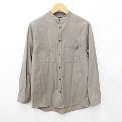 안티 클로즈 ANTIQULOTHES 셔츠 캐주얼 셔츠 긴팔 밴드 컬러 차 브라운 L