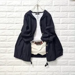 ブラック フードシャツ/ジャケットのサムネイル
