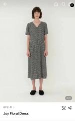 美品 fig London チューリップ柄 コットン フレア ロングワンピース