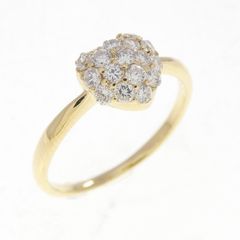 K18WG ダイヤモンド0.40ct ハートモチーフパヴェリング 8号 3.7g 