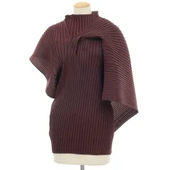 【中古】イッセイミヤケ ISSEY MIYAKE 2026年春夏 プリーツ レイヤードデザイン ハイネックトップ・カットソー バーガンディー【サイズ表記なし（L位）】【レディース】のサムネイル