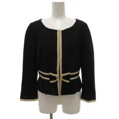 トッカ TOCCA 美品 ノーカラージャケット カーディガン 4 短丈 ラウンドネック フロントホック リボン 黒 ブラック ベージュ /KB ■ECG005のサムネイル