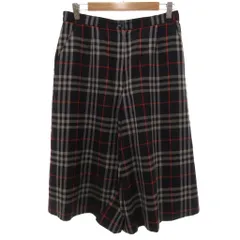 バーバリーズ Burberrys ヴィンテージ キュロットパンツ ハーフパンツ 13BR ノバチェック イージー ギャザーウエスト クロップド丈 紺 ネイビー 赤 レッド グレー /KB ■ECG005のサムネイル