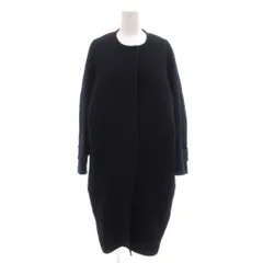 ドレステリア DRESSTERIOR ノーカラーコート 38 紺 ネイビー ウール ロング丈 スナップボタン /NL ■ECF005のサムネイル
