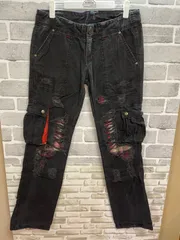 【B2-27】◇BUZZ SPUNKY サイズM ダメージジーンズ　ブラックのサムネイル