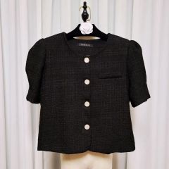CELFORD ファンシーツイード半袖ジャケット 38 黒 - メルカリ