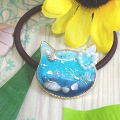 シェルとピンクのパール ねこちゃんレジンヘアゴム - メルカリ