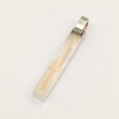 [Excellent Condition] THE KISS Message Bar Necklace Top, Silver, 18K Pink Gold, 4.4g