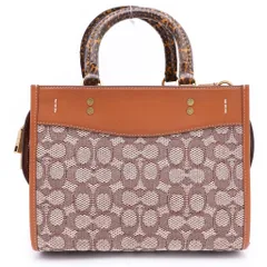 COACH (コーチ) ローグ25 シグネチャー キャンバス レザー 2WAY ハンド ショルダーバッグ ゴールド金具 ブラウン C5467