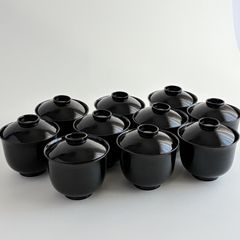 茶道具】黒塗 四つ椀 小丸椀 5客組 飯椀 汁椀 懐石道具 漆器 蓋付