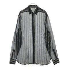 SAINT LAURENT PARIS (サンローランパリ) ストライプ シルク長袖シャツ ブラック 564172 Y006Hのサムネイル