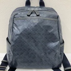 4734　PELLE BORSA　ペレボルサ　リュック　バックパック　アライブ　 ネイビー系　紺　総柄　PVC　レディースのサムネイル