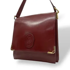 良品 Cartier カルティエ マストライン ショルダーバッグ レザー ボルドー 金具 斜め掛け可 クロスボディ フラップ ビンテージ クラシック エレガント レディース 鞄 バック オールド ロゴ レトロ 上品 高級 本革 D82