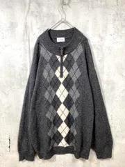 CONVERSE コンバース アーガイル柄 ハーフジップ ニット セーター size3L/グレー ◇■メンズのサムネイル