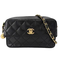 シャネル ショルダーバッグ レディース マトラッセ チェーンポシェット ターンロック ココマーク 肩掛け CHANEL キャビアスキン ブラック 黒 ゴールド金具【中古品】