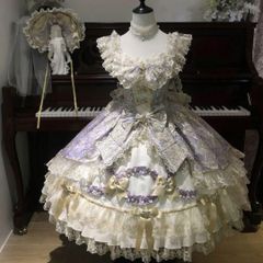 22cmドールドレス 濃紫×ラベンダーフリルのクリノリンドレス - メルカリ