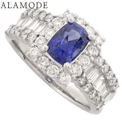 S1.07/D1.14 Sapphire Diamond Ring, Platinum Pt900, 8.7g, Ring, Jewelry, Size 13 (53), Silver, Blue, Women's, 40802170882 [Used] [Alamode]