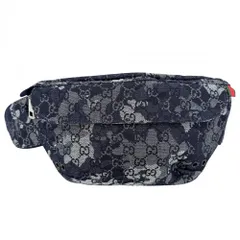 グッチ ウエストバッグ メンズ ウエストポーチ ボディバッグ GUCCI 851706 GGデニム ネイビー 紺 シルバー金具 美品【中古品】のサムネイル
