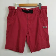 Bear USA  ベアー ハーフ ショート パンツ ロゴ パッチ アウトドア ネイティブ柄 テープ コットン 古着 VINTAGE レッド M F234のサムネイル